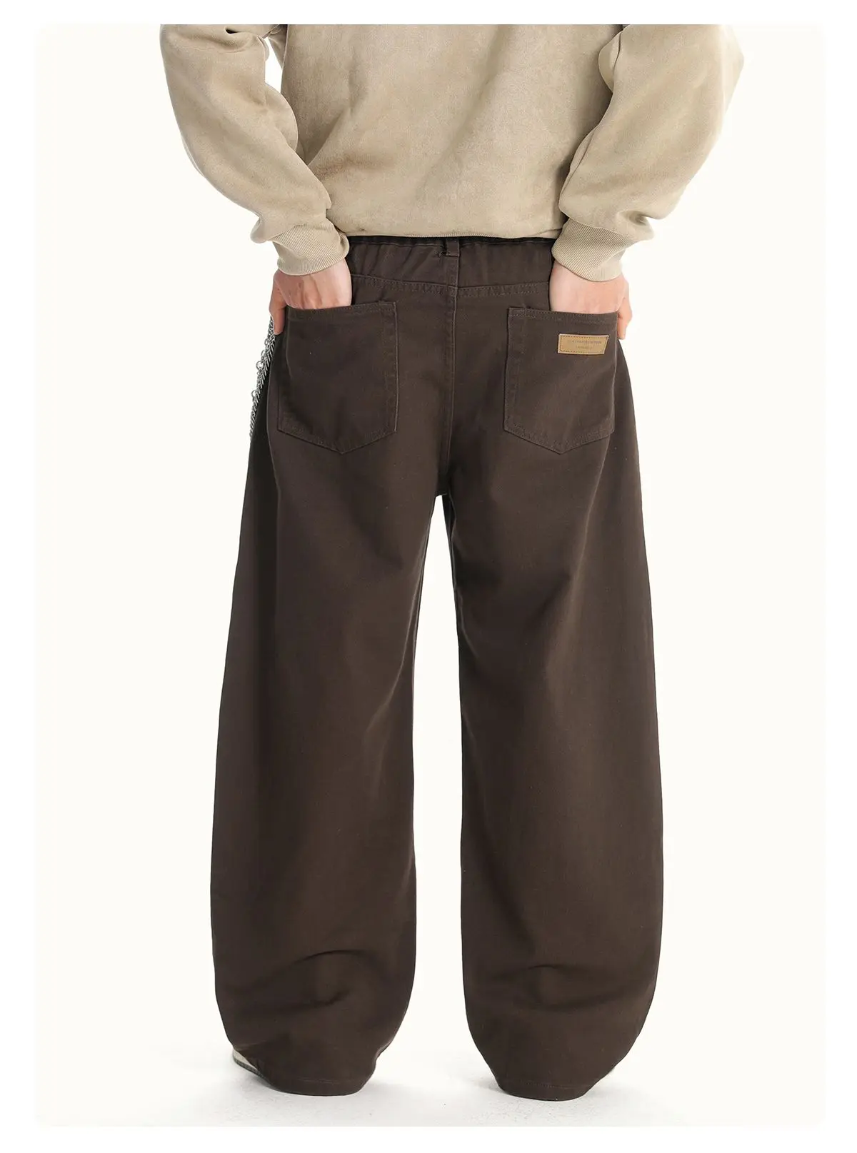 Herbstliche 100% Baumwoll-Twill-Denim-Jeans mit geradem, lockerem Schnitt für Männer und Frauen, High-Street-Baggy-Y2K-Hose in Beige-Weiß mit weitem Bein – Detail 11