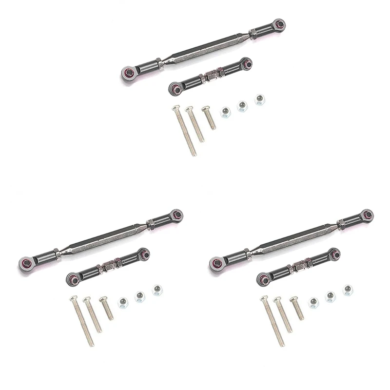 

3X Metal Adjustable Steering Linkage Servo Link Pull Rod Turnbuckle For MN D90 D99 MN-90 FJ-45 1/12 RC Car Crawler,Grey