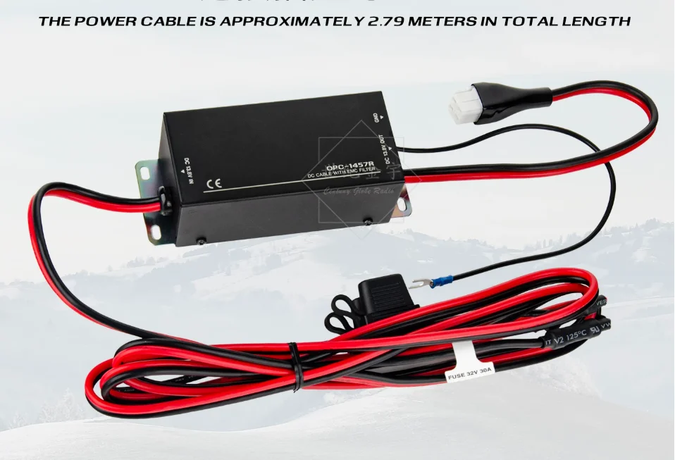 OPC-1457R 30A DC Power Cable with Built-In EMC Noise Filter For ICOM IC-7300MK2 7300 9700 7610