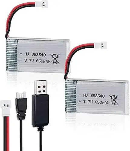 2PCS 3.7V 650mAh MX2.0 Lipo Battery for Syma X5C X5 RC Quadcopter Drone with XH2.54/Molex Plug with USB Charger Drone Batteries