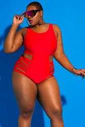 Plus Size Swimsuit Push Up Swimwear Women Bandage Bathing Suits Strappy Swimsuits Large Monokini Badpak Female 2023 Fatkini