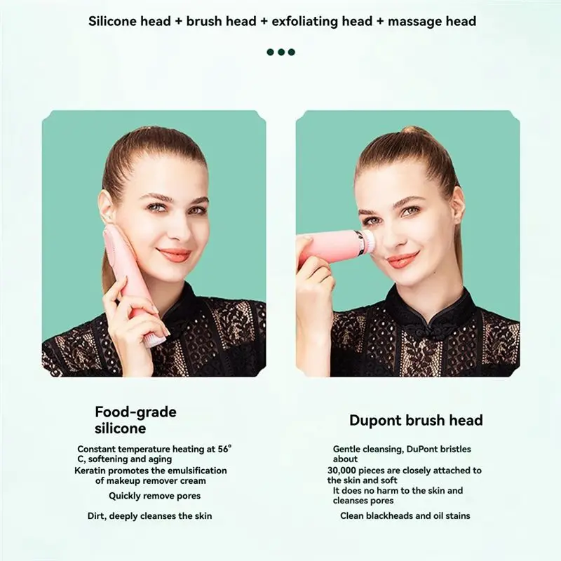 A28F-Exfoliant épurateur de visage, brosse de nettoyage du visage imperméable, dispositif de nettoyage du visage, pour le massage et le nettoyage