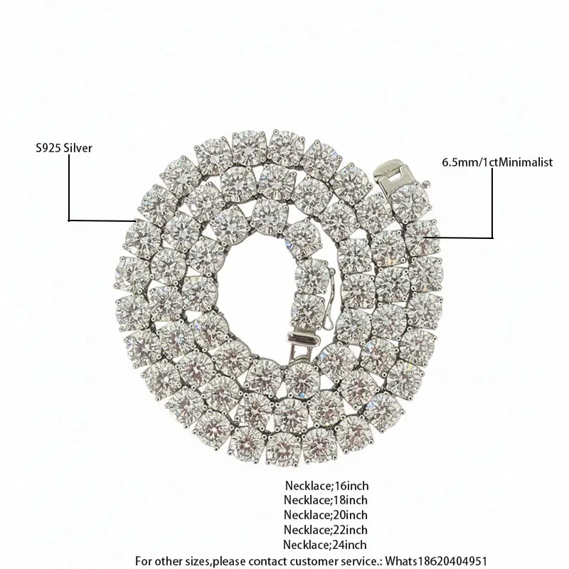 

Ожерелье из стерлингового серебра 925 пробы, 6,5 мм, 1 карат, минималистичная цепочка из камня с покрытием, несколько длинок, 16-24 дюйма