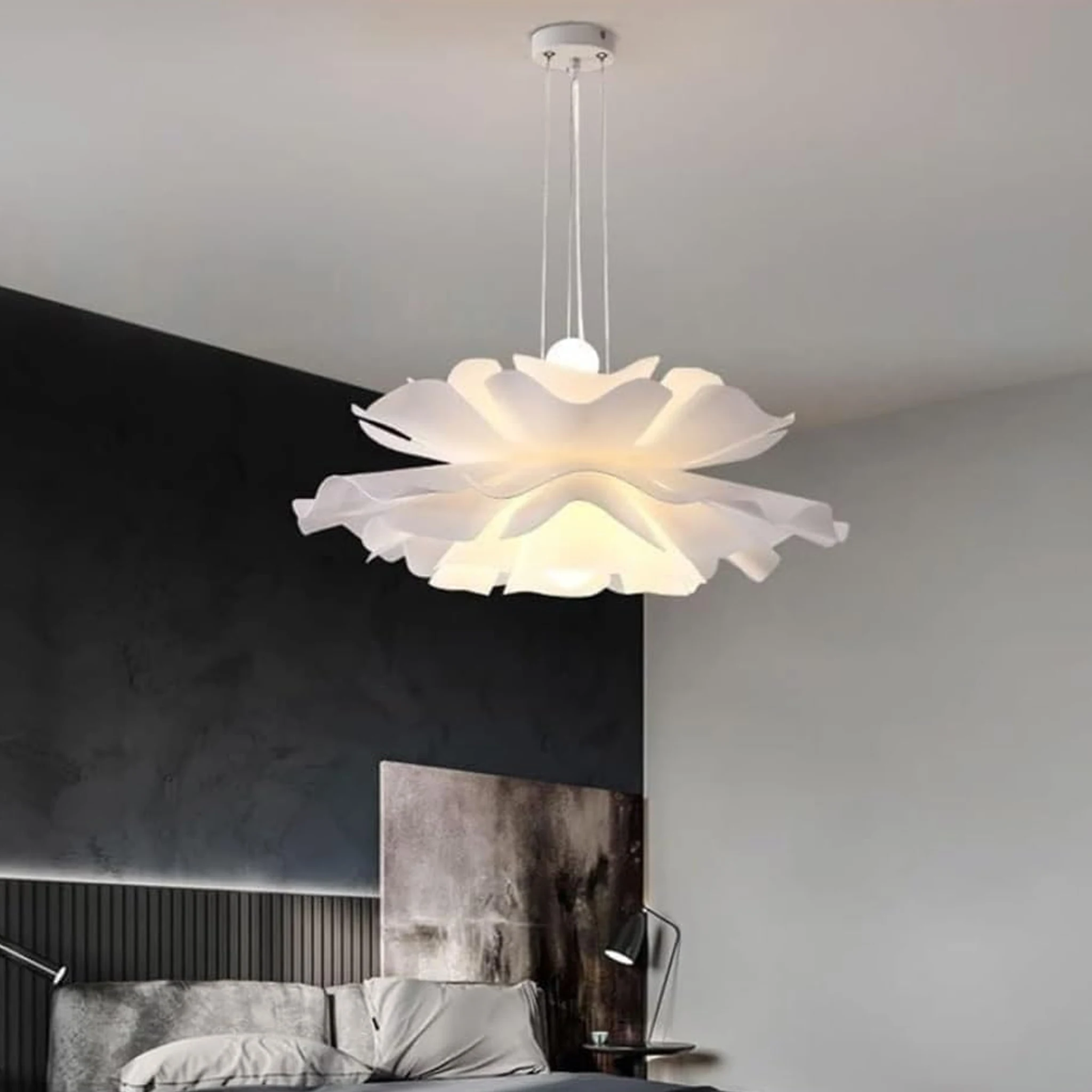 Modern Flower Pendant Lamp Acrylic Petal Adjustable Height Ceiling Chandelier Dining Table Kitchen Island Bedroom Pendant Light