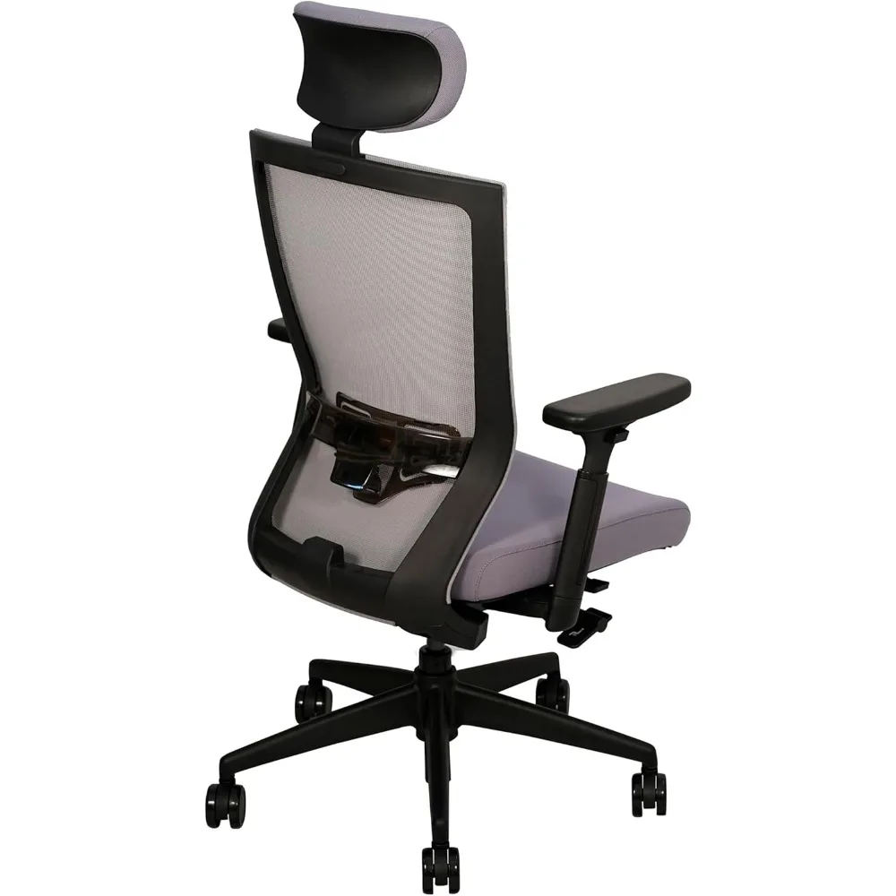 كرسي مهام مريح مع مسند رأس قابل للتعديل، دعم قطني، مقعد شبكي مسامي، سهل التجميع، مثالي للاستخدام المكتبي
