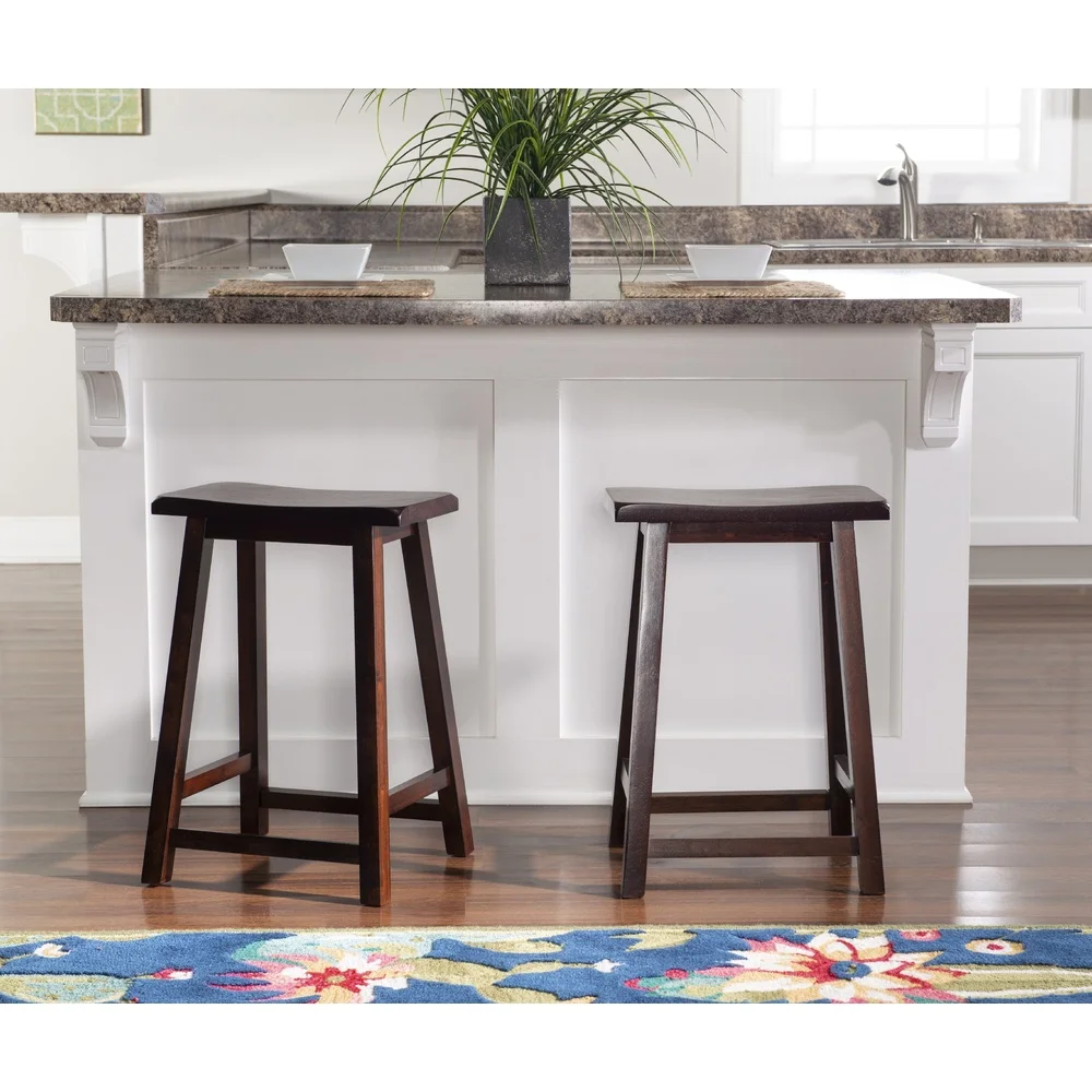 Backless Indoor Saddle Seat Counter Stool Durable Classic Design with Four Footrails Comfortable Sloping Seat Home Use