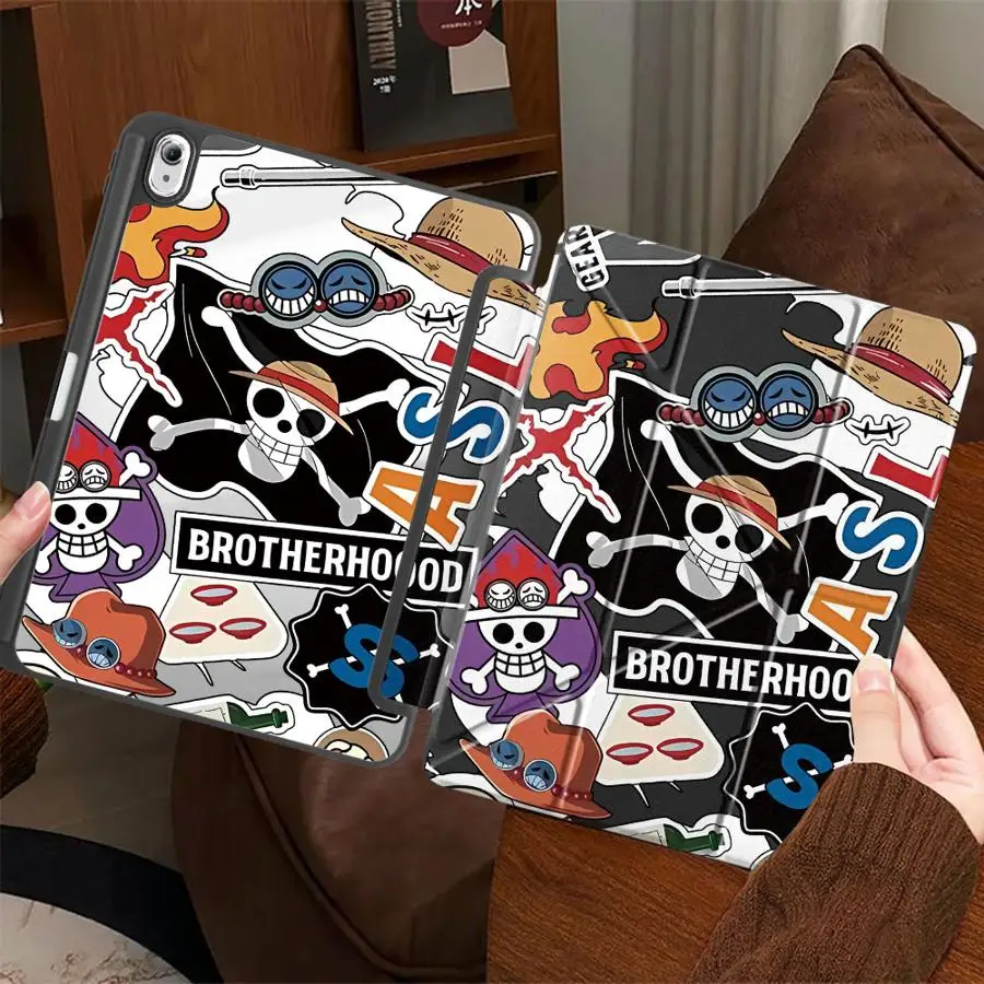 One Piece Cool Logo With Pen Slot Cover Tablet Case For Samsung For Galaxy Tab S9 FE S9+ A8 2022 S10 S10+ S6 Lite 10.4 inch S7