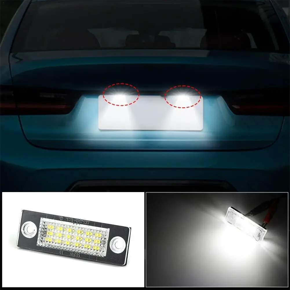 

2pcs White LED Car License Number Plate Lights Lamp For Volkswagen Caddy M K3 2K Gol F Plus 1K Jeta/Syncro M K5 1K