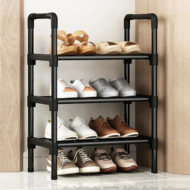 Black Elevated Shoe Rack Small  Simple Multi-layer Shoe Cabinet Home Entrance Rental Housing Dormitory Storage Rack New