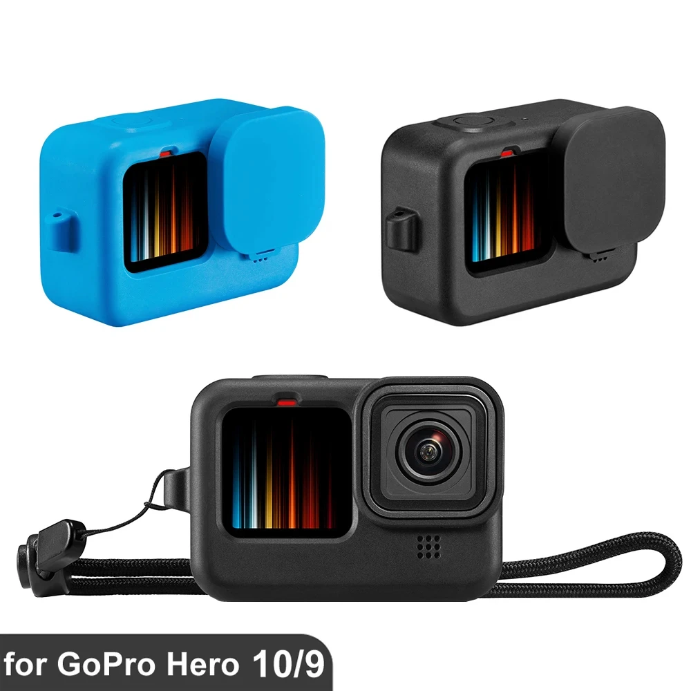 For GoPro Hero 12 11 10 9 Silicone Case Lens Cap Protective Cover Cage for GoPro Hero 9 Black Accessories Go Pro 12 10 9 GoPro9