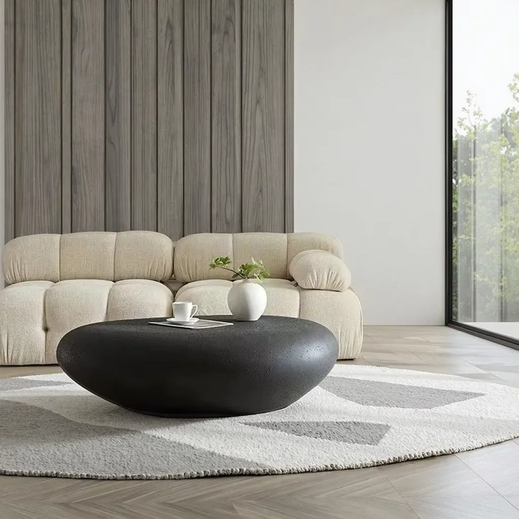

#@Stone Coffee Table Fiberglass Material Piano Shape Customizable Design Picture Color Finish Modern Adjustable Home Furniture