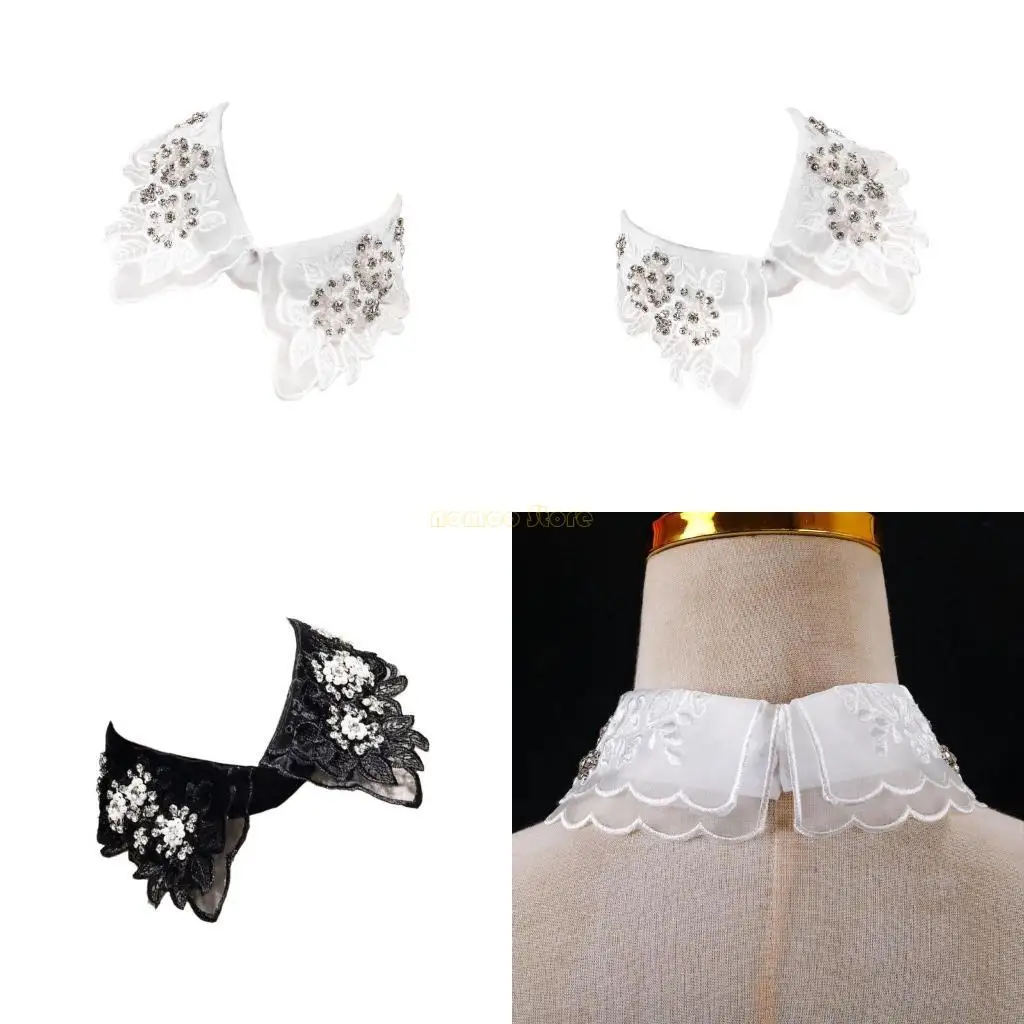 31BF متعددة الوظائف الدانتيل انفصال طوق المرأة التطريز الأزهار مطرز التلبيب تكدرت الوقوف طوق قلادة للفساتين