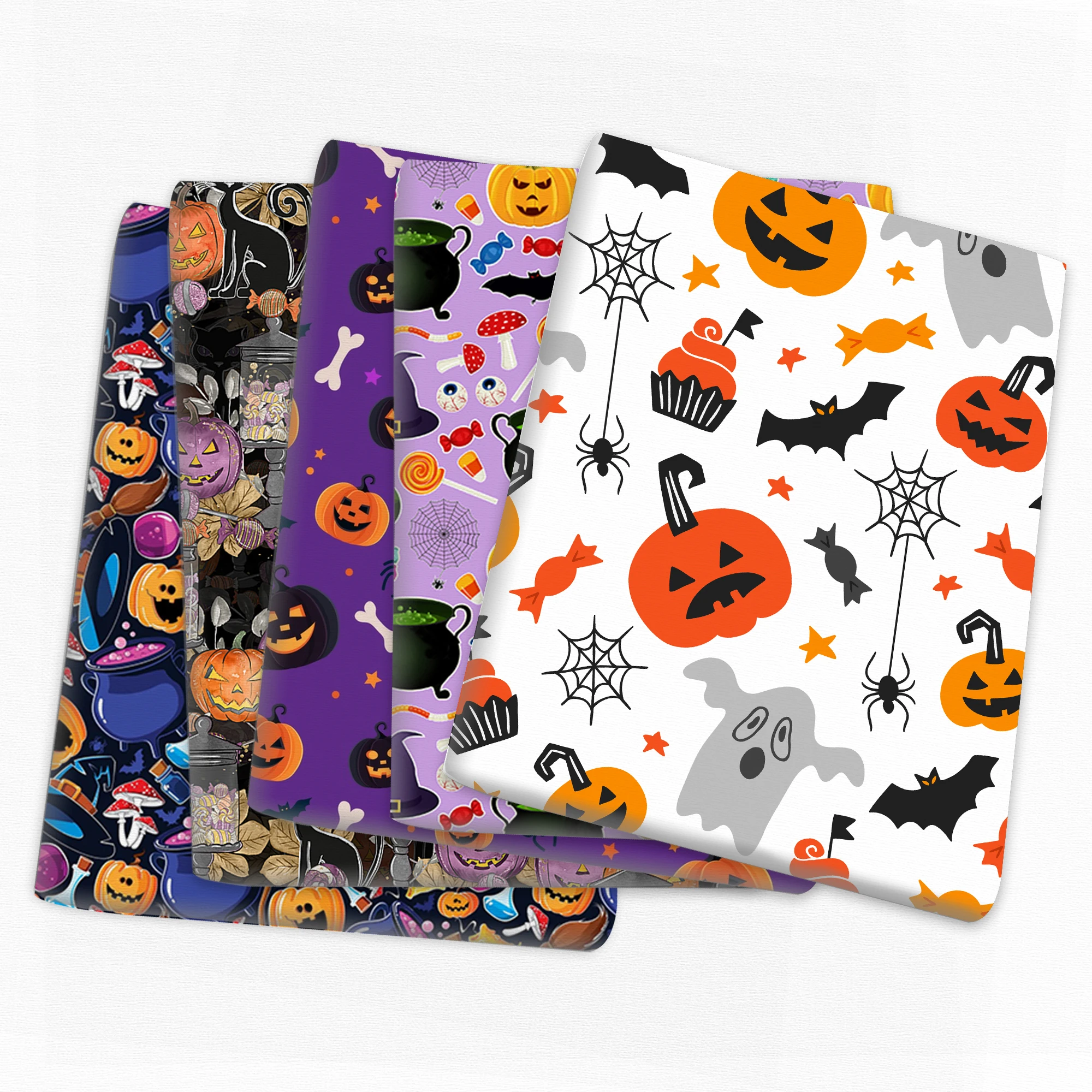 Halloween Pumpkin Printed 50*145cm Polyester Cotton Fabric Sewing Quilting Needlework Material DIY Dress Handmade Accessories