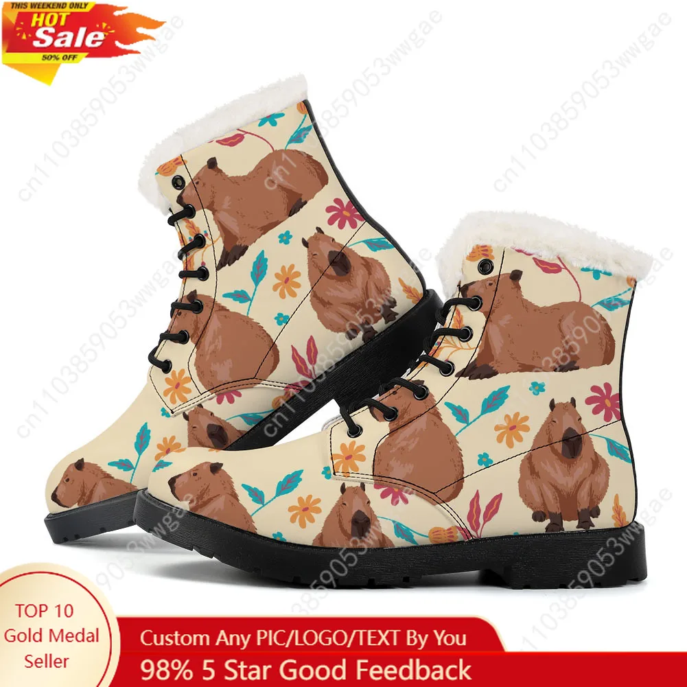 

Capybara Plush Boot Mens Womens Teenagers Casual Shoes Outdoor Keep Warm Leather Boots Couple High Quality Personalized Shoe