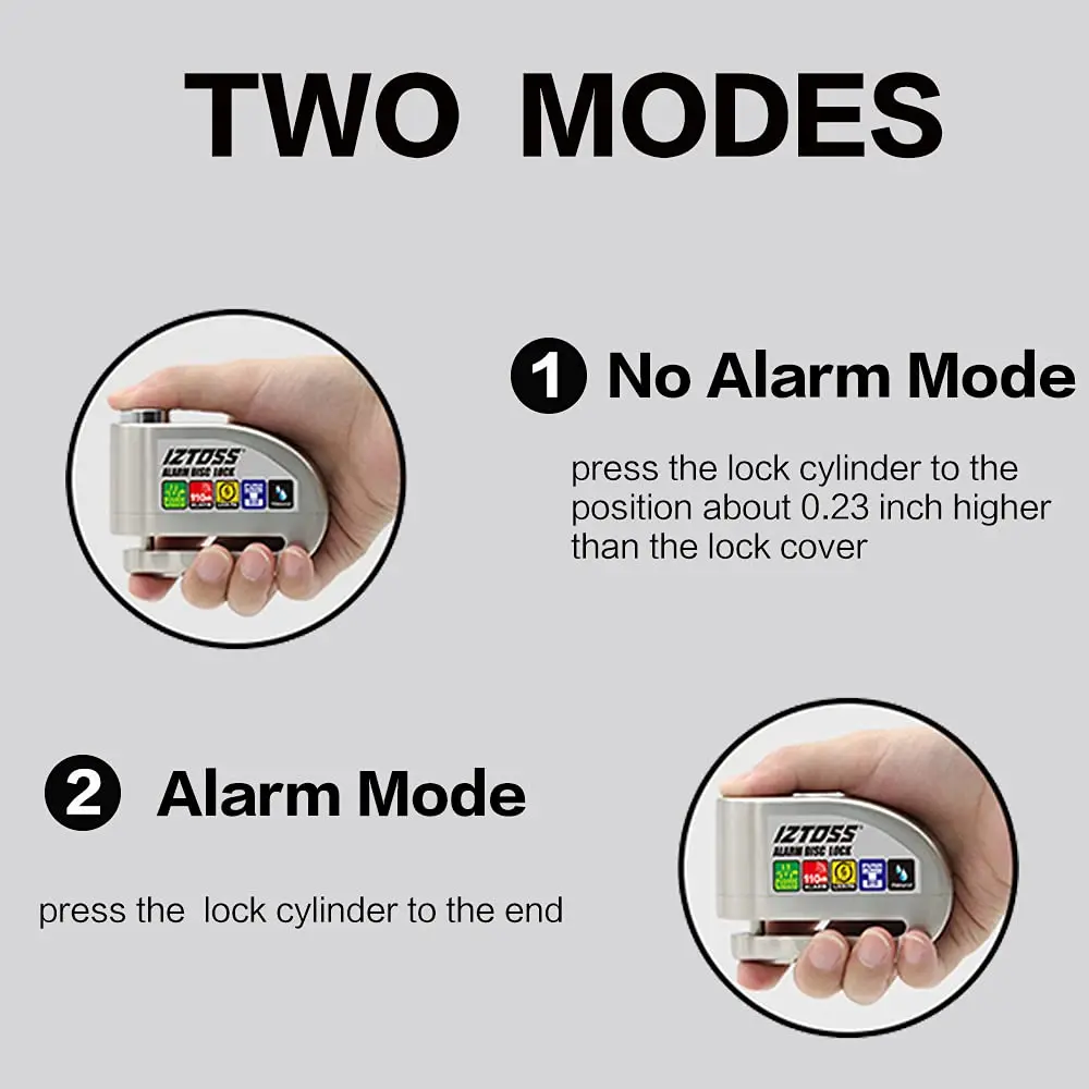 IZTOSS オートバイアラームディスクロック盗難防止ディスクブレーキロック防水 110 dB 7 ミリメートルピン 4 フィートリマインダーケーブルモーター自転車用