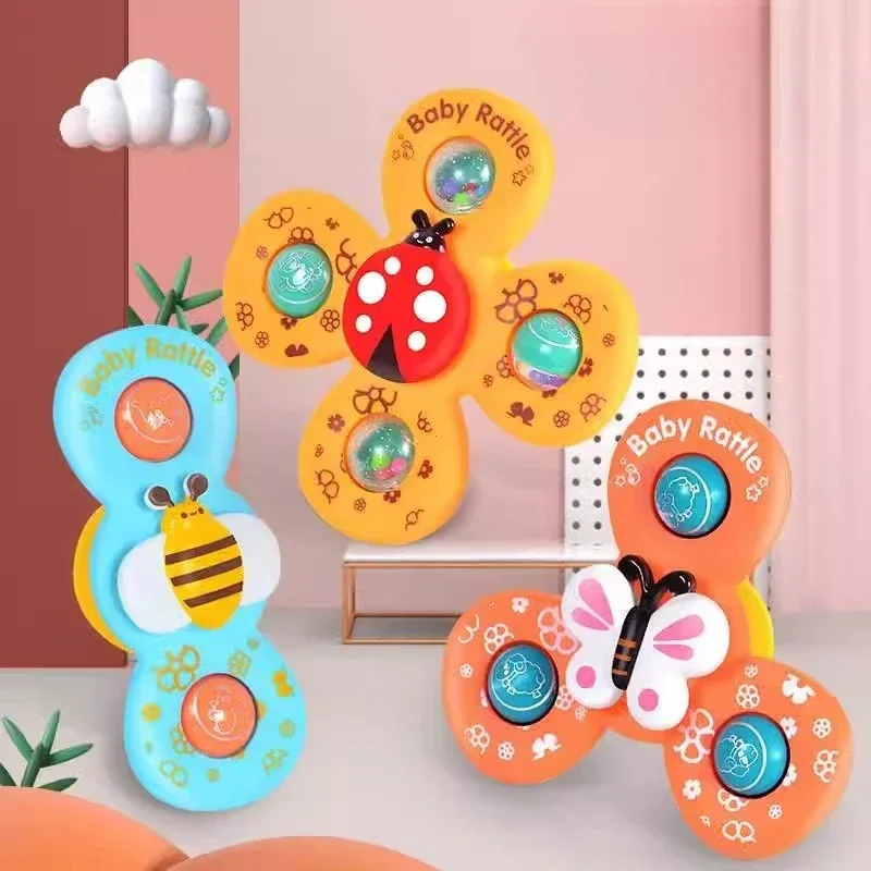 Saugnapf Spinner Spielzeug 3PCS Windmühle Cartoon Tier Hand Spinning Spielzeug Sensorische Spielzeug für Baby Kleinkinder Geburtstag Geschenk Bad spielzeug