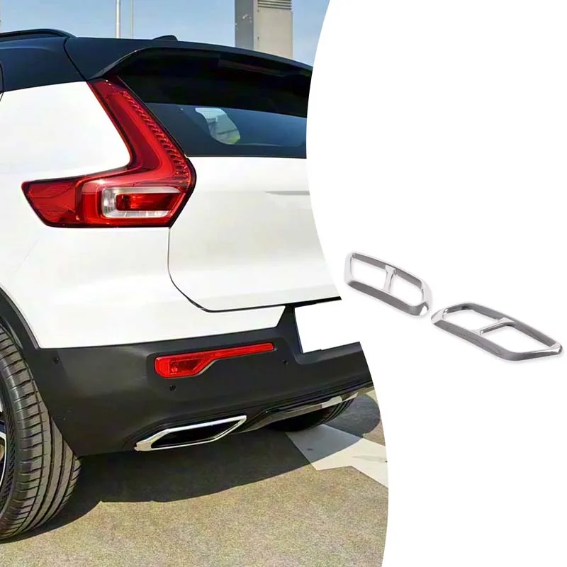 

2piece set stainless steel For Volvo XC40 2018-2025 car exhaust pipe cover tail throat decorative frame sticker car accessories