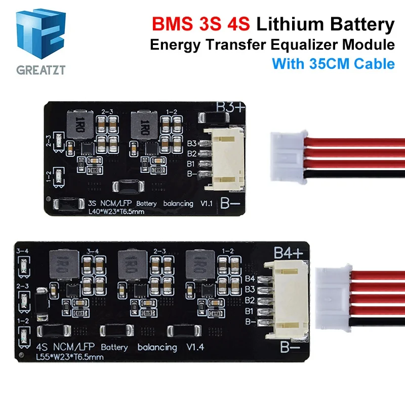 TZT BMS 3S 4S Active Balancer Board 1.2A Lifepo4 Lipo Li-ion Lithium Battery Energy Transfer Equalizer Module Inductive Version