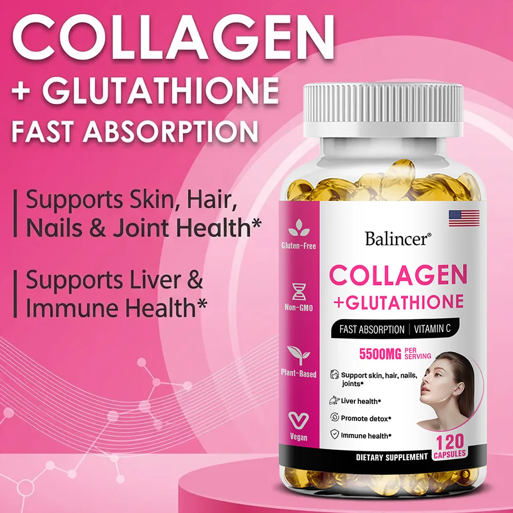 Glutathione Collagen Capsules, Antioxidant, Skin Whitening, Deeply Nourish Skin, Hair & Nails, Support Anti-Aging & Joint Health