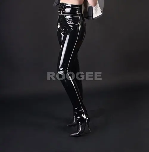 adult latex leggings with belt in 0.6mm thickness latex