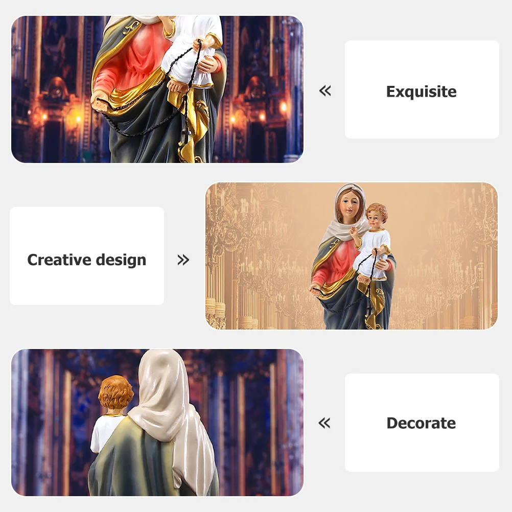 

Resin Virgin Mary Desktop Statue Religious Ornament Catholicism Decoration for Office Garden Church Virgin Mary Statue