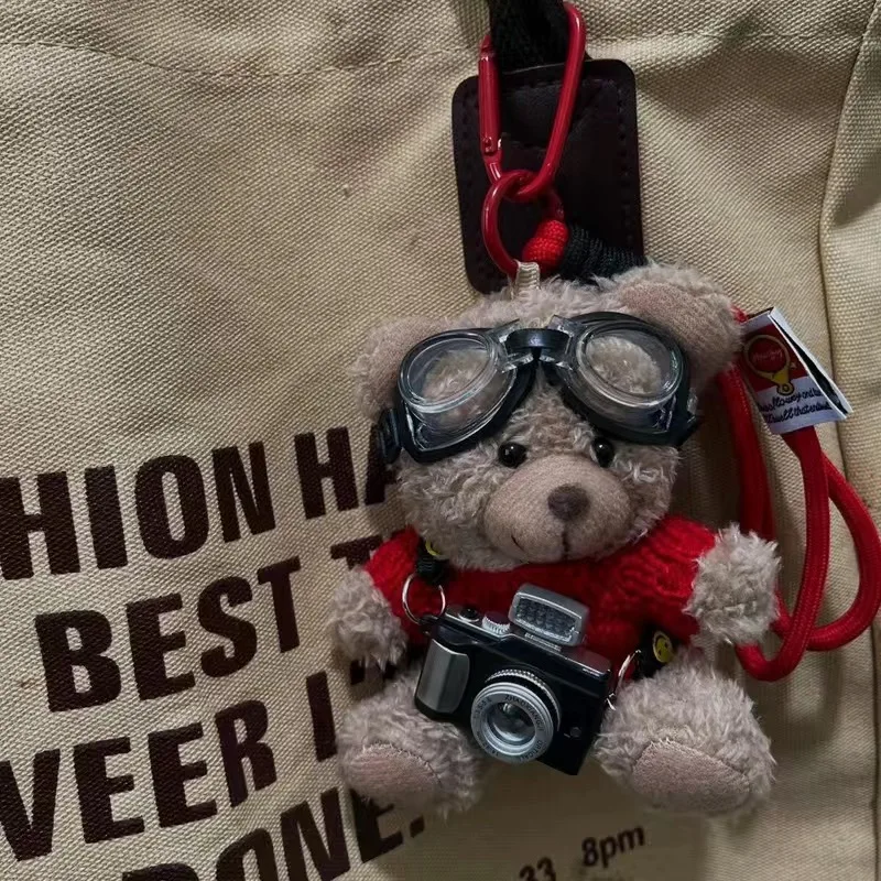 Creative bag pendant cute couple backpack keychain decoration punk style helmet bear kitten