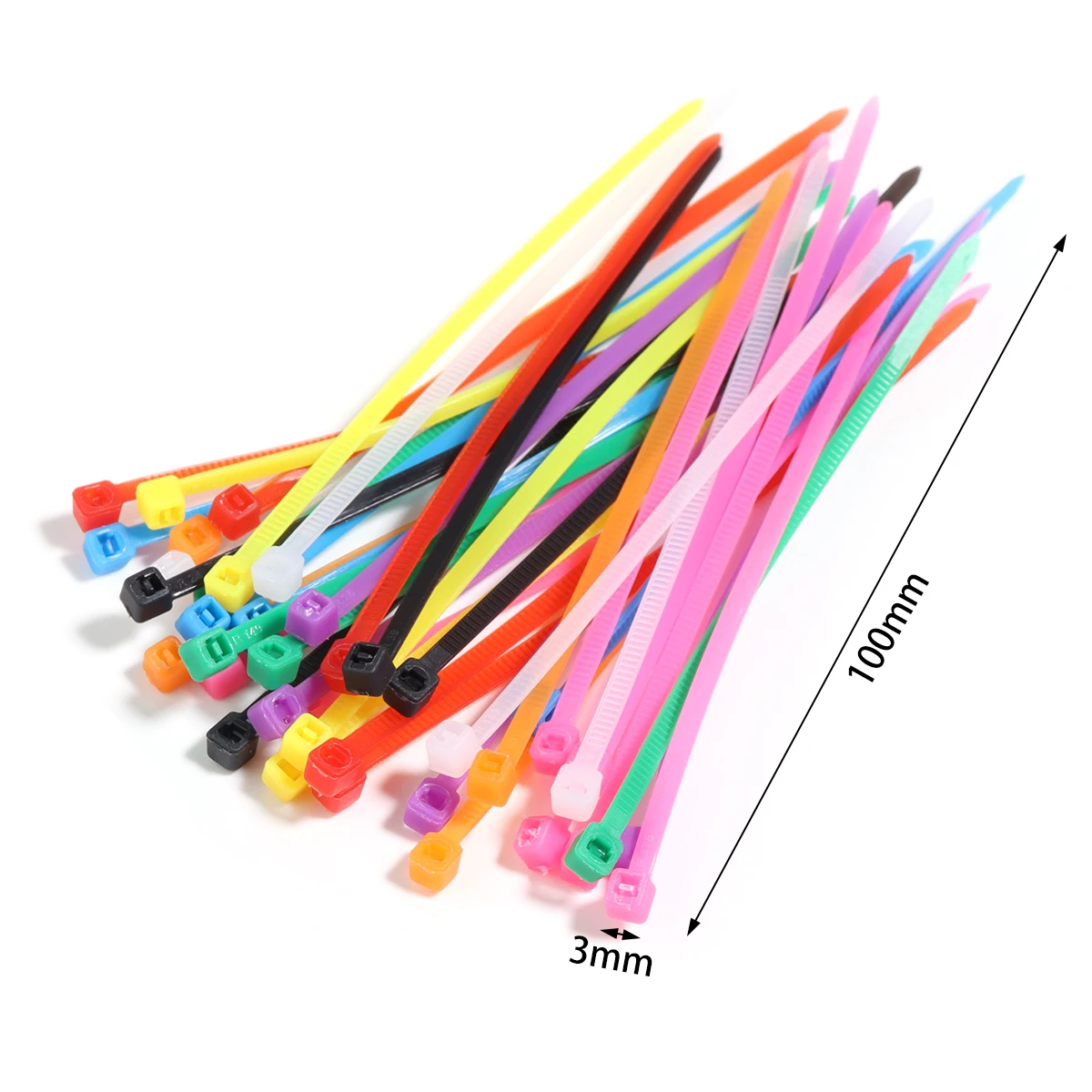 100pcs Self Locking Nylon Cable Ties 100-300mm Plastic Zip Wire Binding Wrap Straps DIY Cable Fasten Organiser Multicolour