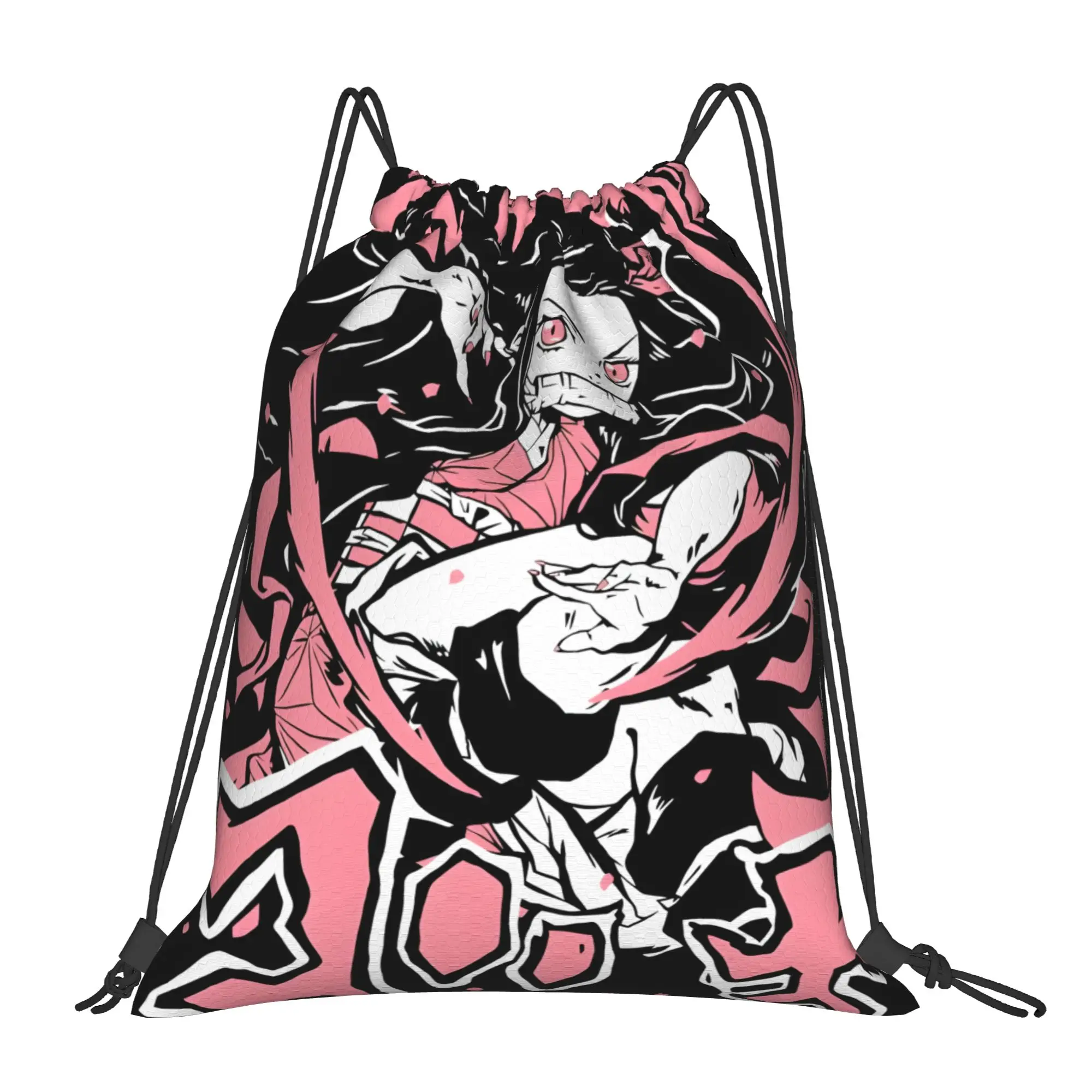 1 pc Demon Girl Demon Slayer Portable Sports Drawstring Bags Storage Backpacks