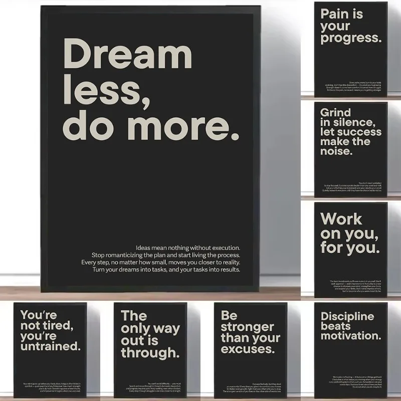 Retro Minimalist Bodybuilding Motivational Quotes Sports Fitness Canvas Poster Wall Art Pictures Home Gym Decor Gift