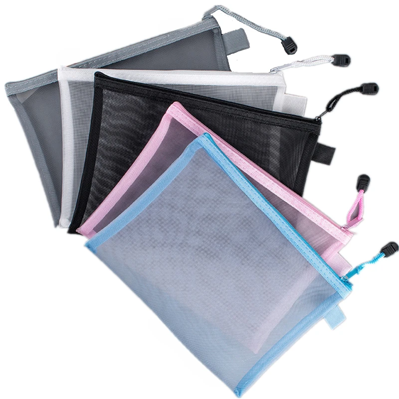 

A4 Nylon Mesh File Folder Gauze Zipper Pocket Folders Filing Organizer Bag Pouch Stationery Pens Case Travel Bag 33.5*24cm