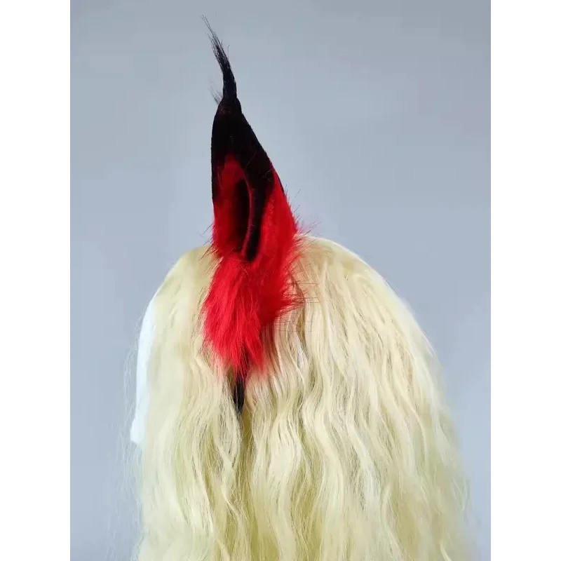 Hazbin คอสเพลย์โรงแรมเครื่องแต่งกายเด็ก ALASTOR หญิง Carnivals Party Plush Headpiece Party คอสเพลย์ Animes เครื่องมือ Unisex 85 ซม. Prop วิกผม