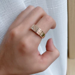 Minimalist Belt Shape 585 Gold Rings for Men Women Natural Zircon Large Size Fashion Jewelry Round Finger Rings Couple Gifts