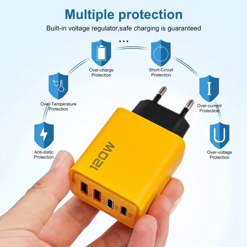 샤오미 120W PD 3.0 USB 고속 충전 EU 플러그, 아이폰 아이패드 삼성 레드미 태블릿 노트북용 범용 고속 충전 충전기 어댑터