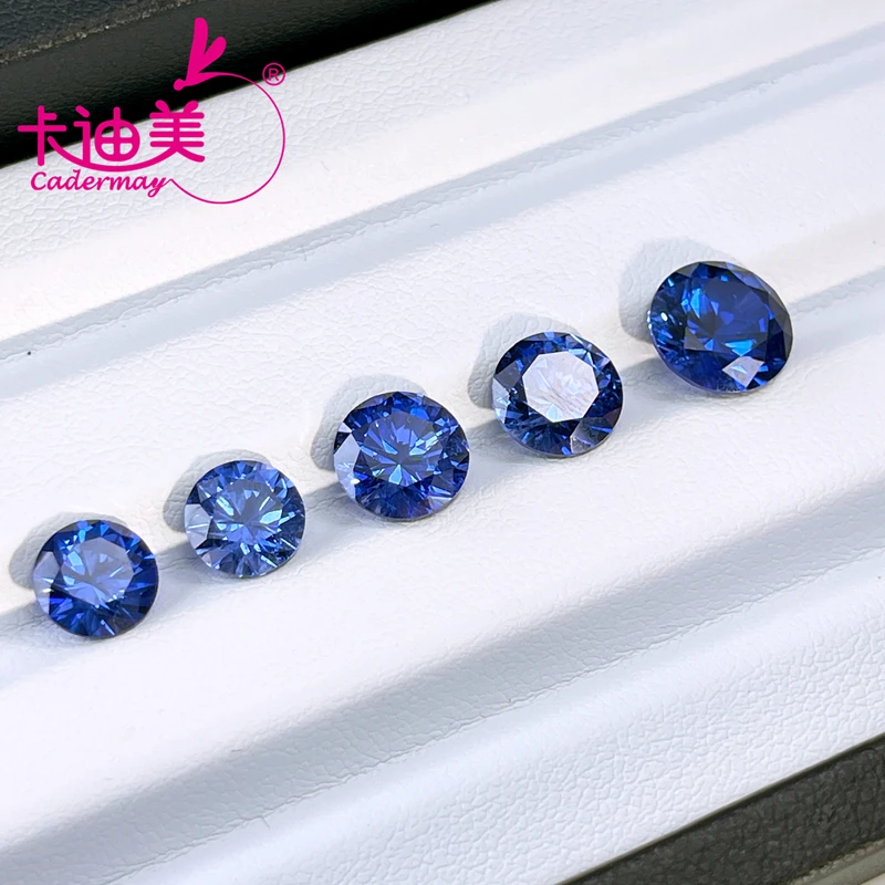 CADERMAY Cornflower Blue Lab Grown Sapphire Loose Stone Round Shape DIY Fine Jewelry Making  Gemstones in Wholesale Price