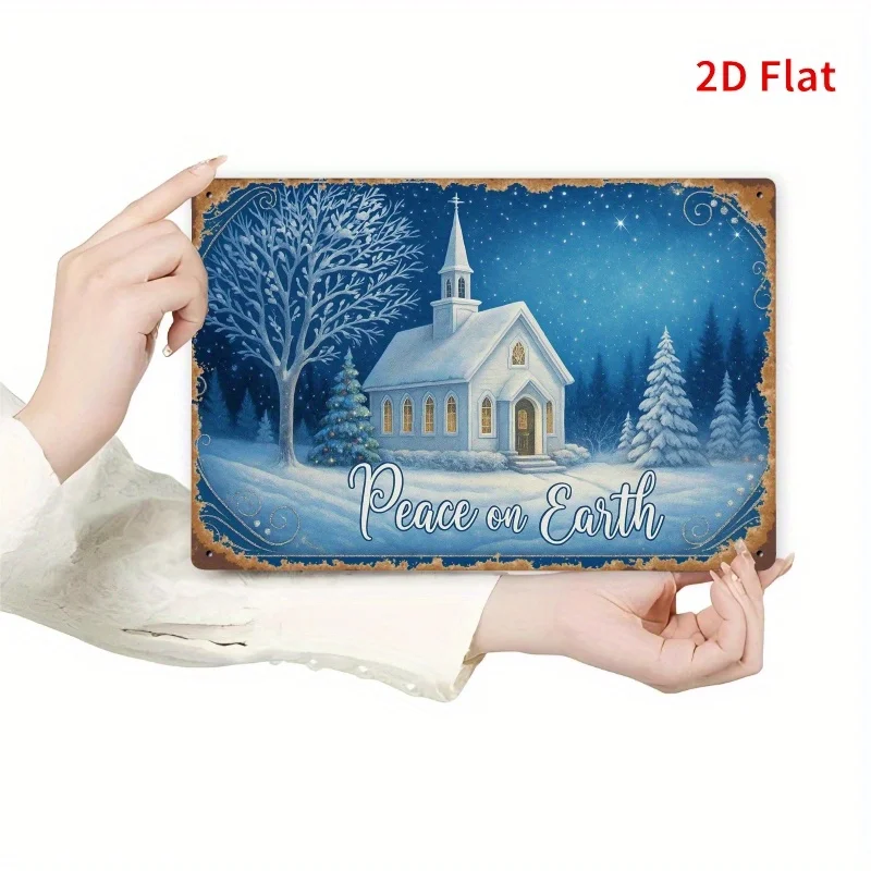 Impresión plana 2D, citas inspiradoras divertidas, letrero de estaño rectangular de hierro vintage, casa de campo de invierno azul, decoración rústica vintage para el hogar y