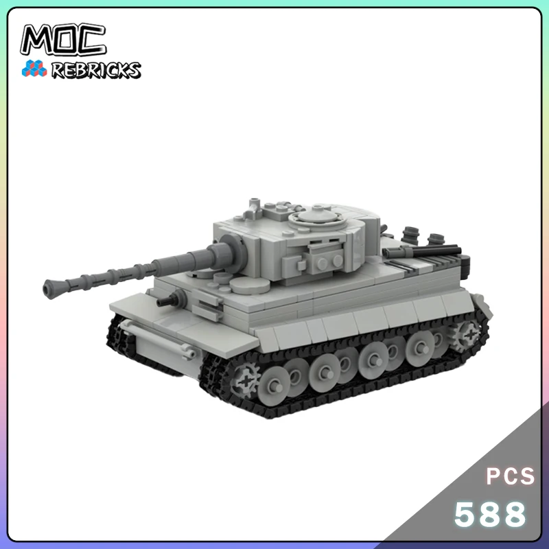 

Military Series WW2 Tiger 1 Tank Tracked Armored Vehicle Model Building Block Assembly Technology Brick Set DIY Boy Toy Gifts ﻿