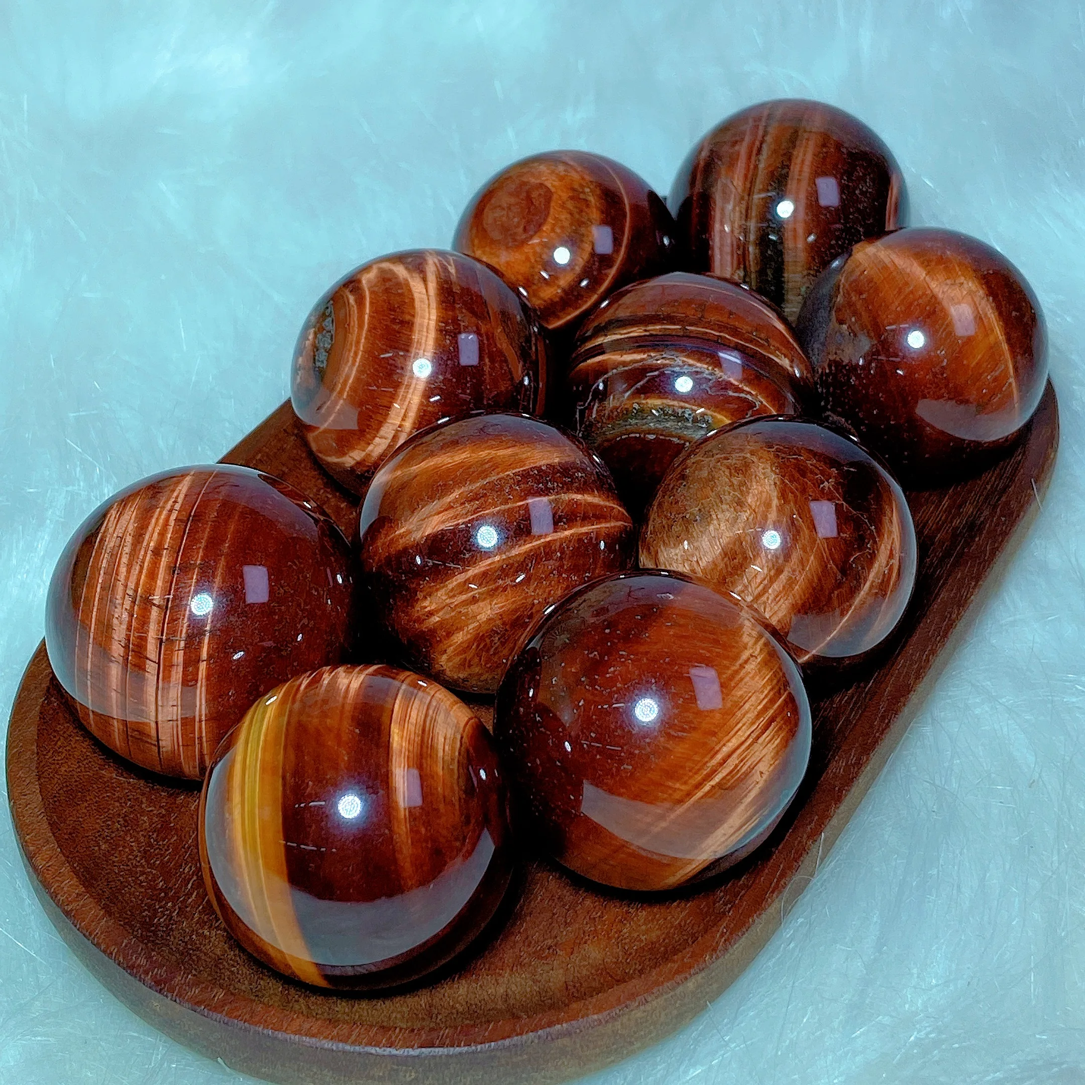 Natural Crystal Red Tiger Eye Sphere Ball Flashy Mineral Rare Stone Home Decoration Gift Ore