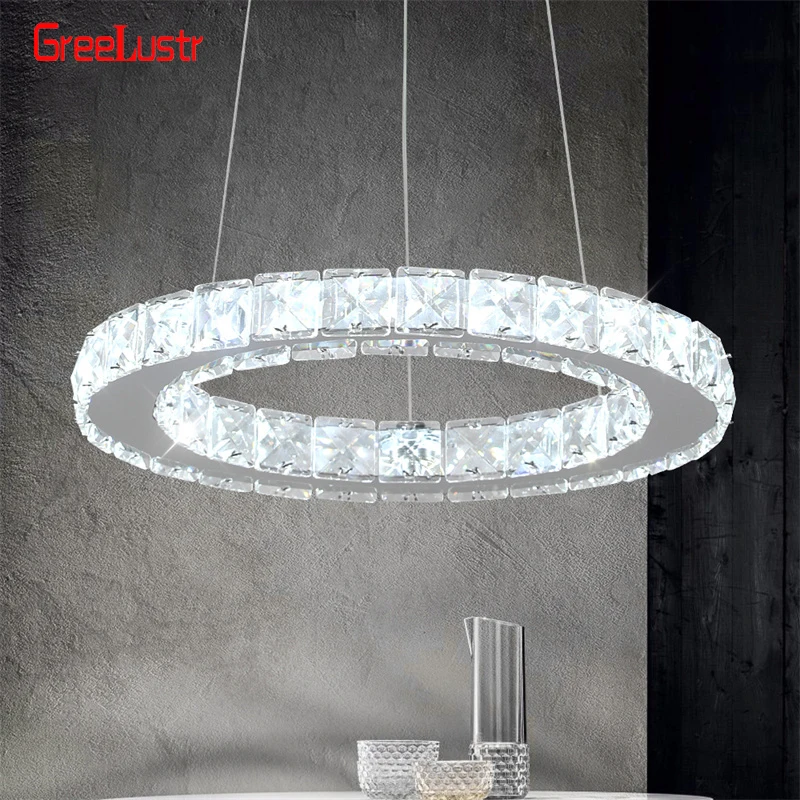 Modern Ring Led Chandeliers Stainless Steel For Dining Room Home Decor Hanging Lighting Ceiling Chandeliers Lustres Pendant Lamp