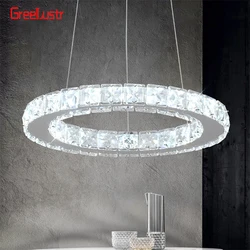 Modern Ring Led Chandeliers Stainless Steel For Dining Room Home Decor Hanging Lighting Ceiling Chandeliers Lustres Pendant Lamp