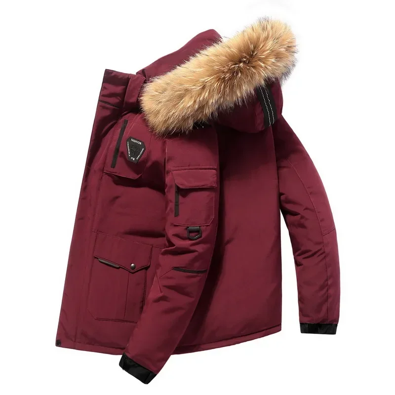 Men Hooded Duck Down Coats Fur Collar Down Jackets Winter Casual Down Coats Quality Male Outdoor Windproof Winter Warm Parkas 4X