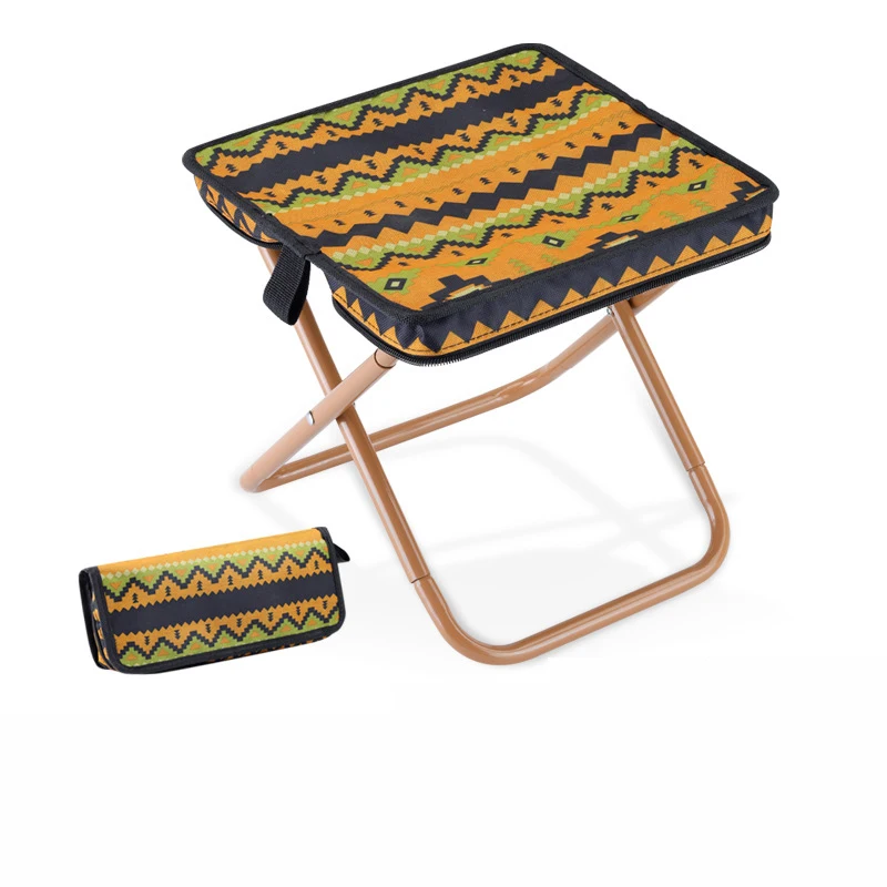 Pocket Ethnic Style Folding Stool Sketching Camping Magza Fishing Stool Travel Leisure Outdoor Portable Carrying Small Stool