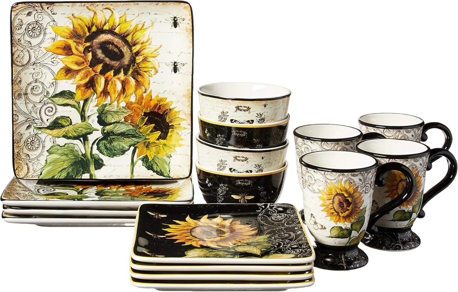 

Certified International French Sunflower 16 pc. Dinnerware Set, Service for 4