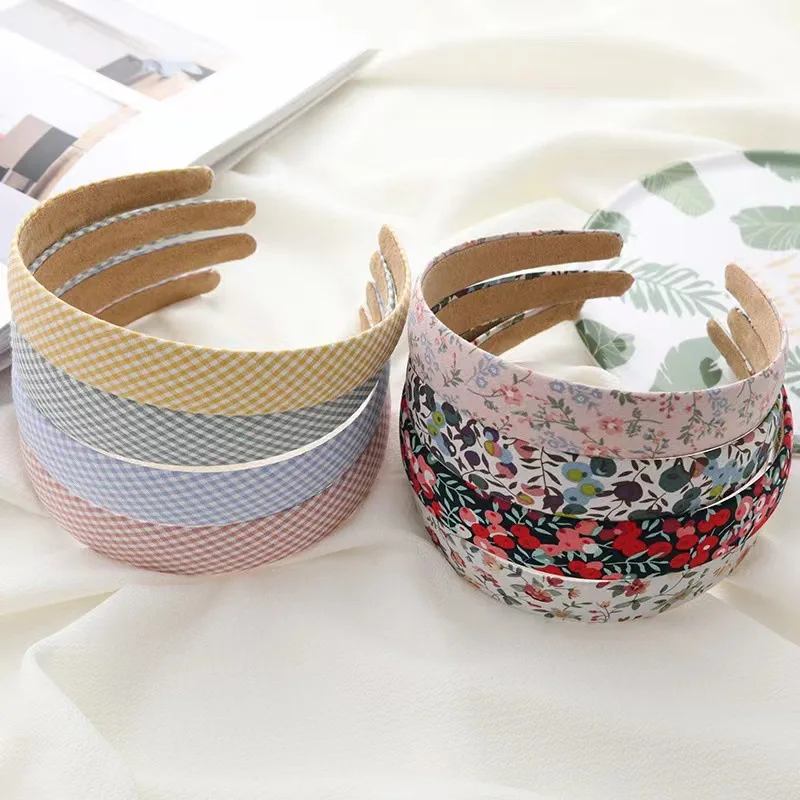 French Retro Girl Headband Fashion Cute Plaid Headband Floral Headband Female Hair Accessories