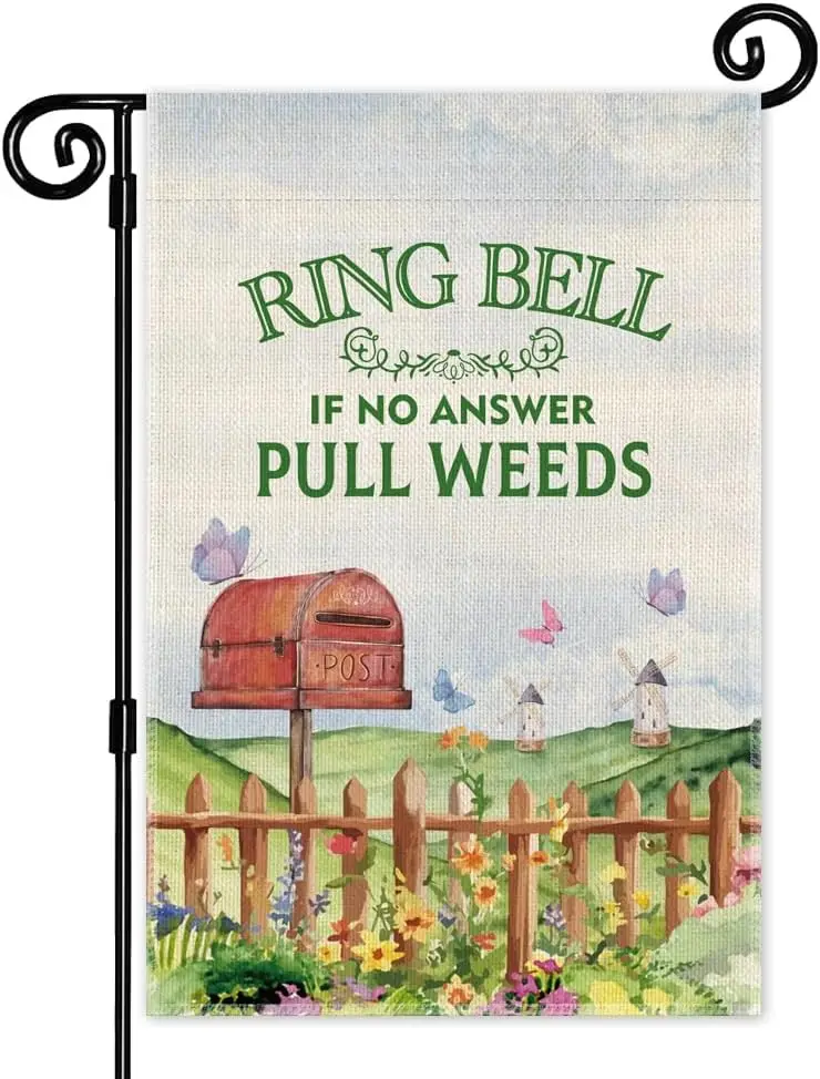 Ring Bell If No Answer Pull Weeds Funny Garden Flag, Double Sided Yard Outdoor Farmhouse Lawn Porch Decor, New Home Gifts fo ZZM