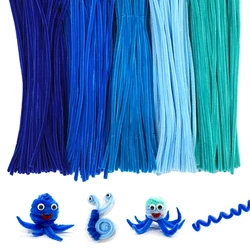 500 Pieces Pipe Cleaners Chenille Stems 5 Assorted Blue Colors Craft Supplies Bulk for DIY Art and Craft Projects