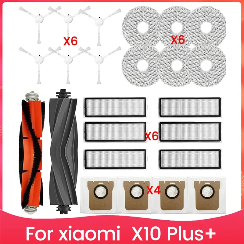 Keol-para xiaomi x10 plus + acessórios aspirador de pó escova lateral principal filtro hepa mop almofadas sacos pó acessórios peças