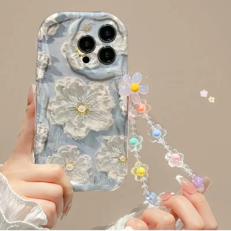 Phone Case for Xiaomi Redmi Note 13 Pro 5G 12 4G 8 11 10 9 12 Pro Plus 12S 13C 12C 10C 9C 9A  A1 A2 A3 Soft Cover Bracelet Chain