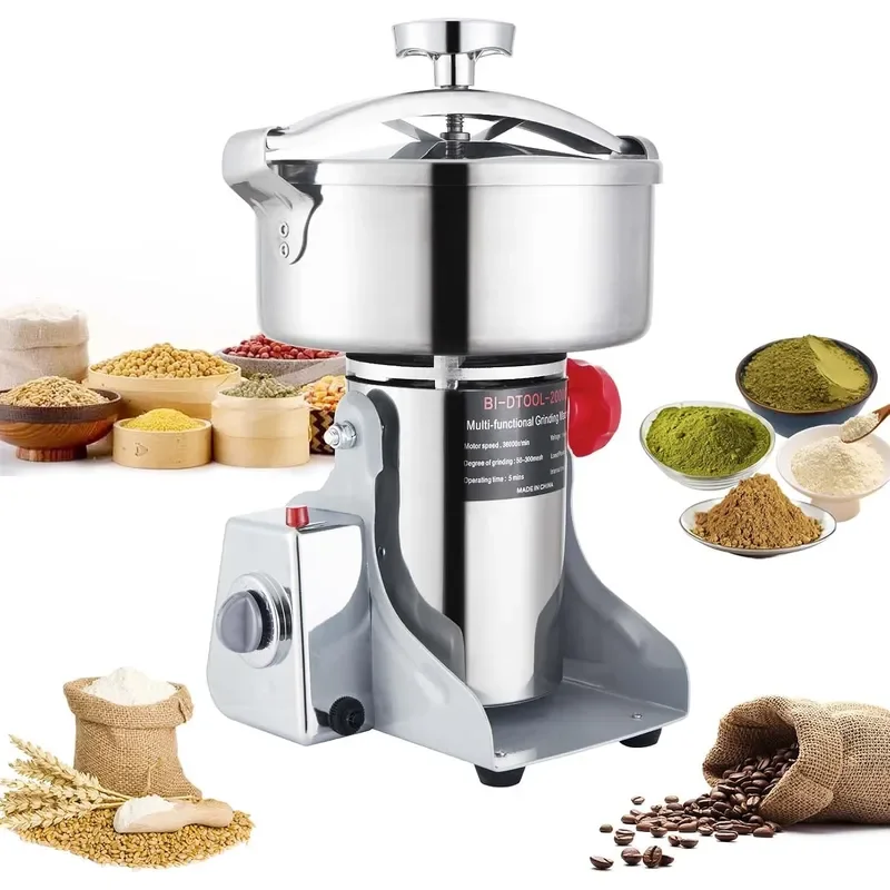 Electric Grain Mill Grinder 3600W Dry Material Grinding Machine 2000g Stainless Steel Pulverizer 36000r/min High-speed Grain