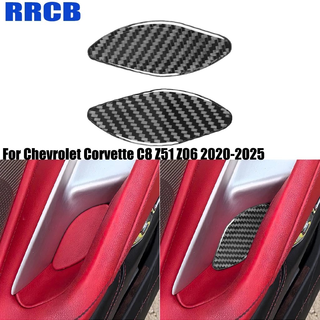 

For Chevrolet Corvette C8 Z51 Z06 2020-2025 Car Accessories Carbon Fiber Door Handle Bowl Decoration Interior Cover Stickers