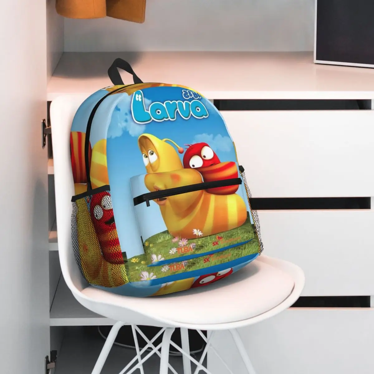 Larva giallo rosso divertente anime studente zaino borsa da scuola escursionismo zaino da viaggio per ragazzi ragazze borse a tracolla moda bookbag